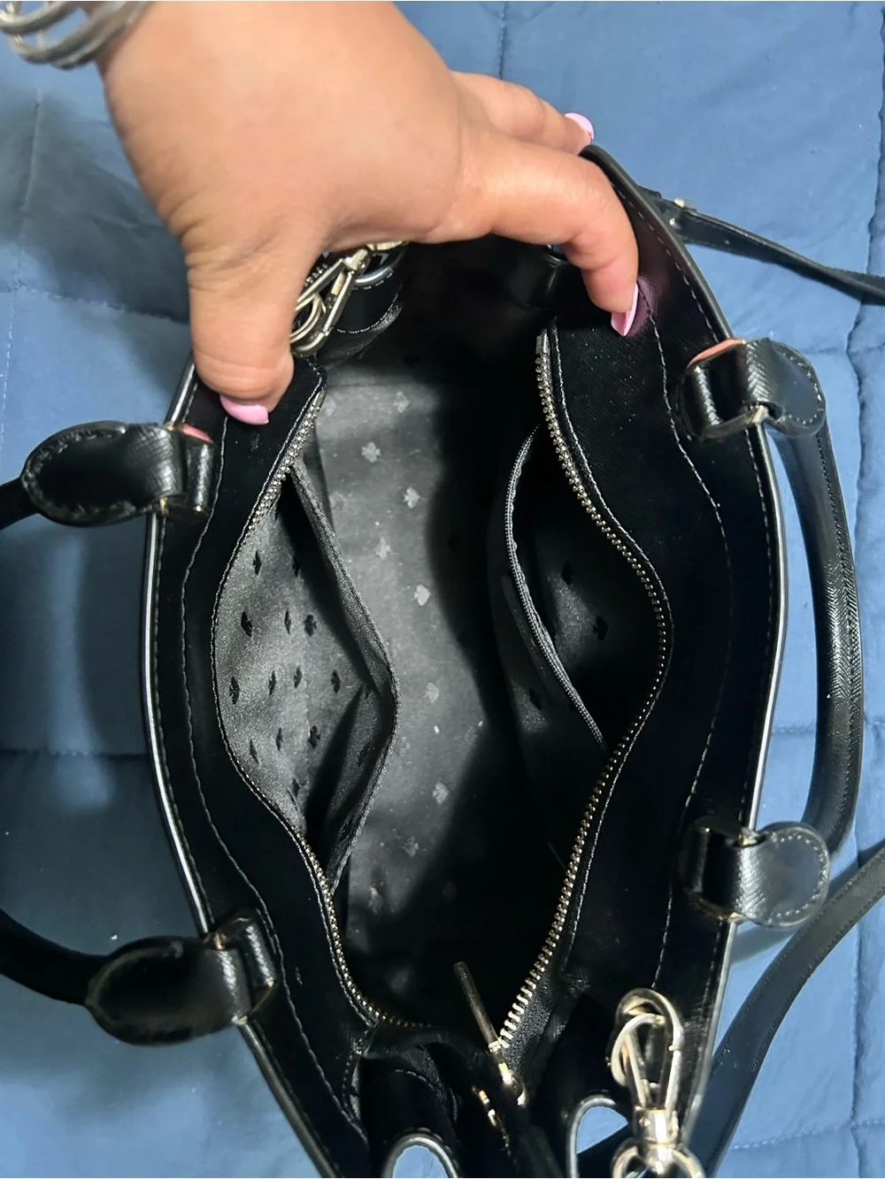 kate spade New York Black Leather Satchel with Gold Hardware